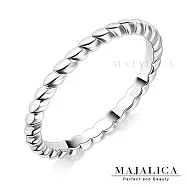 Majalica純銀戒指S925銀尾戒女戒麻花戒 通體925純銀 精鍍正白K/玫瑰金 PR6001 銀色美國圍5號|內直徑約1.57CM