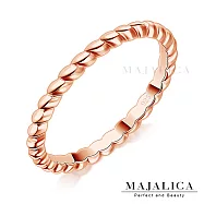 Majalica純銀戒指S925銀尾戒女戒麻花戒 通體925純銀 精鍍正白K/玫瑰金 PR6001 玫金色美國圍3號|內直徑約1.41CM