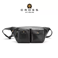 【CROSS】台灣總經銷 限量1折 頂級小牛皮腰包斜肩包 諾雅系列 全新專櫃展示品 (黑色)