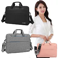 15.6吋 英倫學院 防潑水雙拉鍊 手提肩背多用平板筆電包 通勤包 公爵黑