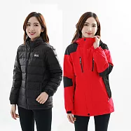 【遊遍天下】中性款二件式GlobeTex防水透濕鋁點外套+無車縫羽絨外套(GJ25013) M 紅色