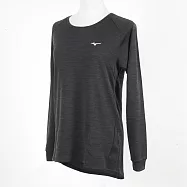 Mizuno [32TA173409] 女 長袖 上衣 T恤 圓領 抗紫外線 吸濕 排汗 運動 休閒 訓練 黑 M 黑