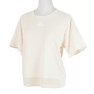 Adidas TRN T HEAT.RDY [GR8223] 女 短袖 上衣 透氣 反光細條 短版 愛迪達 米白 S 米/白