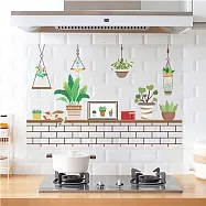 【巴芙洛】防水防油廚房石磚壁貼60*90cm2片 植物一角2片