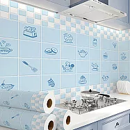 【巴芙洛】廚房壁貼桌面地板防水防油60*300cm2入 確幸藍2入