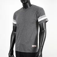 Champion [AO300-108C] 男 短袖上衣 T恤 美規 頂級 條紋 舒適 混紡 棉質 穿搭 石楠灰 S 灰/白