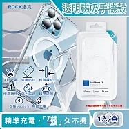 ROCK洛克-iphone 13/Pro/Max包邊4角氣囊防摔抗指紋透明手機保護殼1入(支援MagSafe磁吸無線快速充電器) Iphone 13