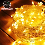 摩達客-100燈LED燈串聖誕燈樹燈串 (暖白光透明線)(附IC控制器)高亮度省電
