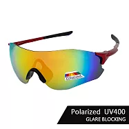 【SUNS】REVO電鍍 運動偏光眼鏡 輕質量強化 PC防爆鏡片 抗UV400 防眩光 20275 亮紅框/REVO紅