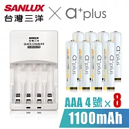 SANLUX三洋 X a+plus充電組(附4號1100mAh電池8入-白金款)