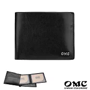 【OMC】義大利植鞣14卡2照左右翻可拆活頁牛皮短夾- 黑色