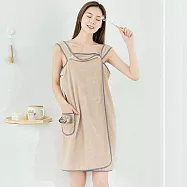 CS22 軟軟毛珊瑚絨加厚浴裙魔術浴巾4色(卡其色/紫色/櫻花粉/枚紅色) 卡其色