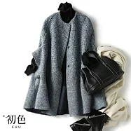 【初色】經典格紋斗篷式大衣外套-灰色-91663(M-2XL可選) M 灰色