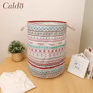 【Caldo卡朵生活】圖騰圓筒衣物摺疊收納籃 紅色