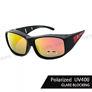 【SUNS】寶麗來偏光太陽眼鏡 (黑框紅水銀) 偏光套式墨鏡 男女適用 透氣孔 防眩光 抗UV400