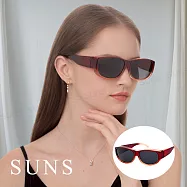 【SUNS】寶麗來偏光太陽眼鏡 漸層紅框墨鏡(可套式) 男女適用 抗UV400 防眩光 918