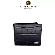 【CROSS】台灣總經銷 限量2折 頂級小牛皮鱷魚紋4卡1零錢袋皮夾 全新專櫃展示品 (黑色 贈禮盒提袋)