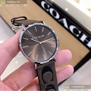 COACH蔻馳精品錶,編號：CH00087,42mm圓形銀精鋼錶殼古銅色錶盤真皮皮革咖啡色錶帶