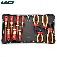 台灣寶工Pro&rsquo;sKit活電作業用VDE 1000V耐高壓絕緣工具11件組PK-2802(含起子x7及手鉗x4;德國VDE IEC/EN 60900高絕緣和GS品質認證)