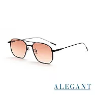 【ALEGANT】歐美復古慕斯棕漸層雙樑設計偏光飛官墨鏡/UV400太陽眼鏡
