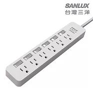SANLUX台灣三洋 轉接電源線-3孔6座6切插座1.8M SYPW-366AA
