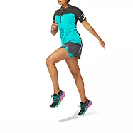 Asics [2012B927-800] 女 短袖 半襟 上衣 T恤 海外版 快乾 反光 運動 訓練 慢跑 綠