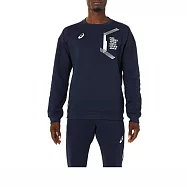 Asics [2031C662-402] 男 長袖 上衣 T恤 衛衣 休閒 舒適 穿搭 運動 亞瑟士 深藍 L 深藍