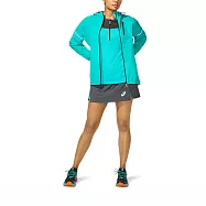 Asics [2012B930-800] 女 外套 平織 海外版型 連帽 防潑水 高領 抑菌 運動 訓練 慢跑 綠