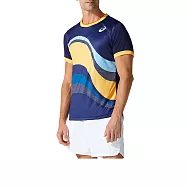 Asics [2041A133-400] 男 短袖 網球 上衣 T恤 海外版 快乾 抗UV 透氣 運動 訓練 藍 M 深藍