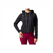 Asics [2032B315-001] 女 連帽 長袖 T恤 亞洲版 棉質 舒適 短版 運動 休閒 穿搭 亞瑟士 黑 2XL 黑