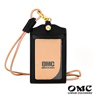 【OMC】歐洲植鞣革職人通用直式牛皮證件套悠遊卡套- 黑色
