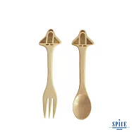 【SPICE】日本 PETIT&rsquo;S MAMAN 兒童 天然木頭叉子&湯匙套組- 火箭