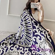 【Decoy】馬雅文明*湛藍透膚輕柔圍巾 藍