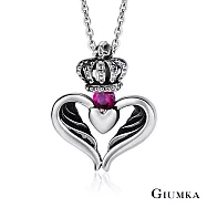 GIUMKA情侶項鍊白鋼短鏈 獵愛天使男女情人對鍊 銀色 單個價格 MN03046-1 情人節送禮推薦 45cm 紅剛玉小墜女鍊