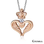 GIUMKA情侶項鍊白鋼短鏈 獵愛天使男女情人對鍊 黑色/玫金 單個價格 MN03046-2 情人節送禮推薦 45cm 玫金色小墜女鍊