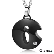 GIUMKA情侶項鍊白鋼短鏈 甜蜜攻心男女情人對鍊 黑色/玫金 單個價格 MN03044-2 情人節送禮推薦 50cm 黑色大墜男鍊-I