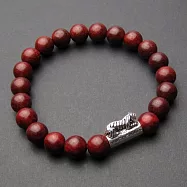 【開運工場】8mm純銀咬錢虎紫檀木手鍊(可選手圍尺寸) 19 紅