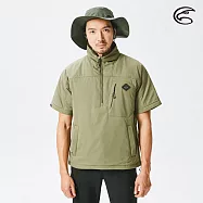 ADISI 男半門襟SMAWARM海洋溫控撥水外套(可拆袖) AJ2121046 (S-2XL) / 蚵殼棉 海洋紗 環保 防潑水 戶外機能 M 木棉綠