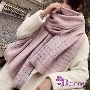 【Decoy】點點純色*流蘇加大保暖披肩圍巾 粉