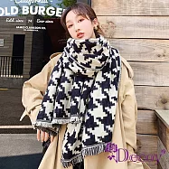 【Decoy】精品千鳥紋*流蘇加大保暖披肩圍巾 雙色