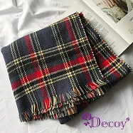 【Decoy】英倫千鳥格*流蘇加大保暖披肩圍巾 深藍