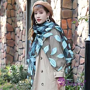 【Decoy】樹葉羽毛*名媛雪紡紗透膚披肩圍巾 湖水藍