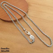 26吋65cm。六字箴言繩簍空編織925純銀中長項鍊.男生單戴鍊《附贈禮盒》