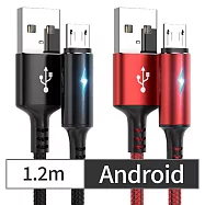 CS22 Android智能快充保護手機不發熱充電線1.2m2色(黑/紅) 紅色