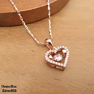 甜美優雅愛心鑲鑽浮動鋯石925純銀玫瑰金單墜.單墜價格 單墜不含鍊