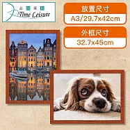 Time Leisure A3壁掛木質獎狀證書相框(紅木色/贈子母扣)