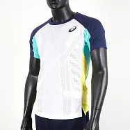 Asics Match Short Sleeved Top [2041A192-101] 男 短袖上衣 網球 海外版 白 M 白/深藍