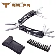 【韓國SELPA】精鋼鍛造 蒼狼萬用工具/鉗子/一字起子/開瓶器/錐子/指甲刀/瑞士刀(兩色任選) 黑色