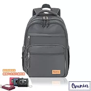 【OMNIA】買就送鑰匙包-輕旅行大容量收納款筆電後背包 (鐵灰)