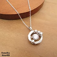 璀璨亮眼鑲嵌浮動鋯石羽毛925純銀項鍊 (外鍍專櫃級正白k.短鍊)